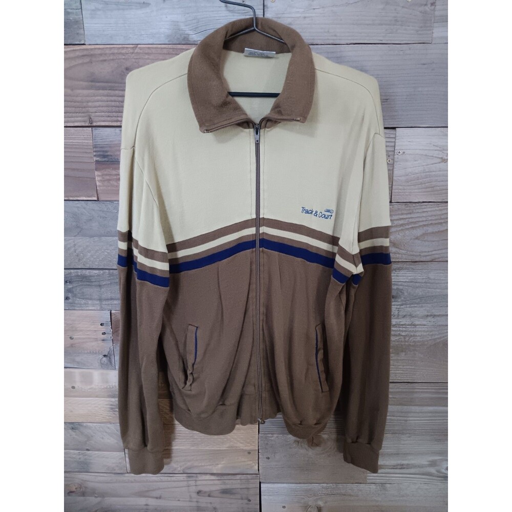 Vintage Track & Court Men's Warm Up Tennis Jacket Full Zip Athleisure Sz. Lg GUC